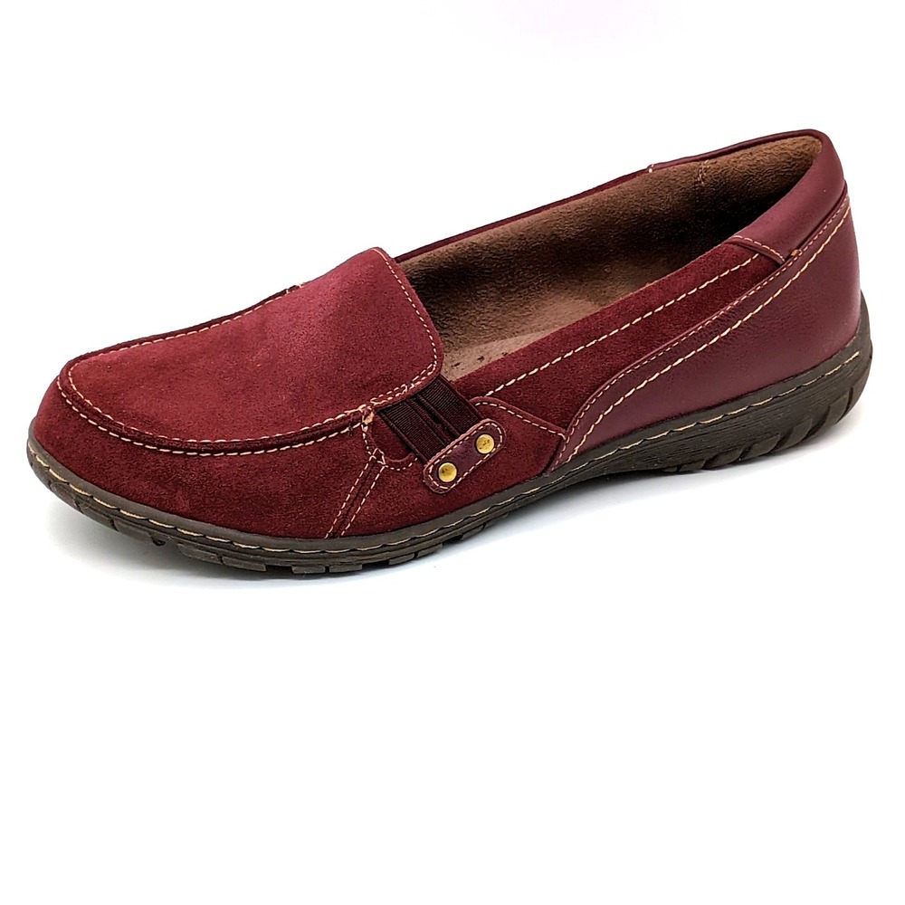 Natural Soul Shoes Womens Rhett Red 9.5 Suede Loafer‎ Stretch Walking Comfort